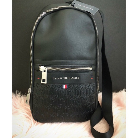 Tommy Hilfiger Bags Tommy Hilfiger Mens Black Leo Sling Backpack